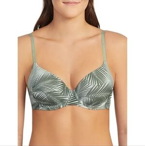 Kindly Yours Green Tropical Leaf Patterned Underwire Bra size 40C